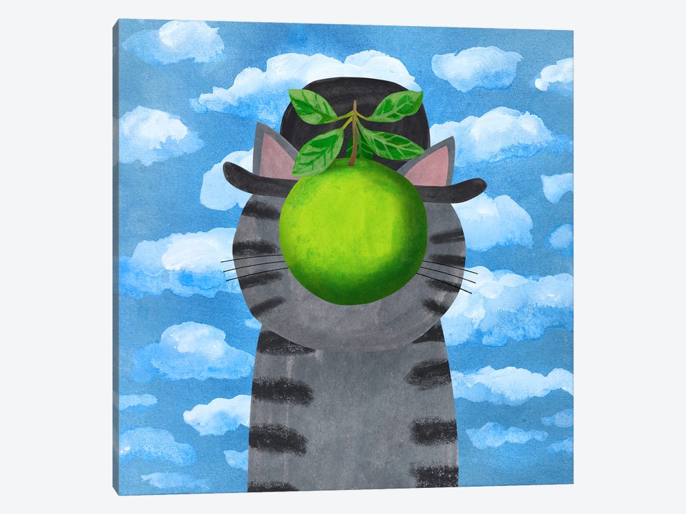 Meowgritte by Planet Cat 1-piece Canvas Art