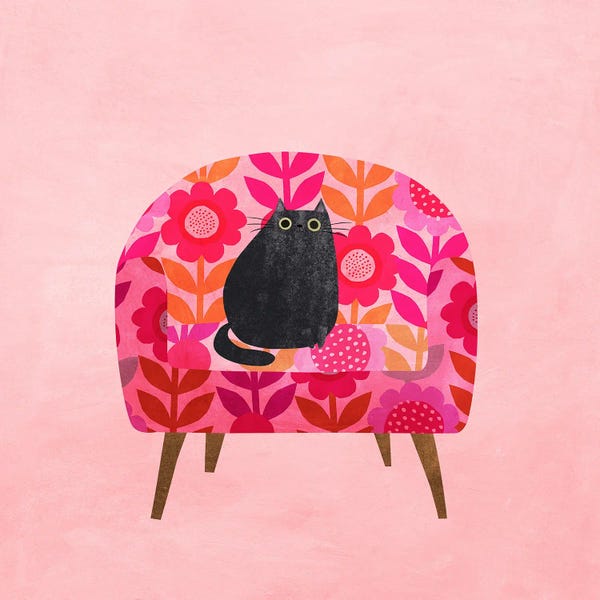 Canvas Print: Red Chair Cat by Planet Cat