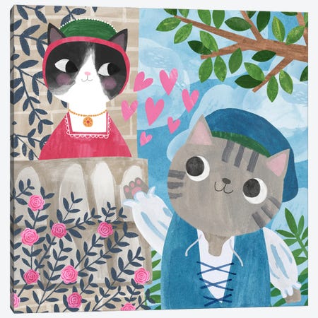 Romeow And Juliet Canvas Print #PCT20} by Planet Cat Art Print