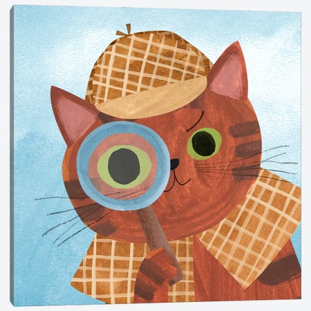 Sherlick Holmes Canvas Print #PCT22} by Planet Cat Art Print