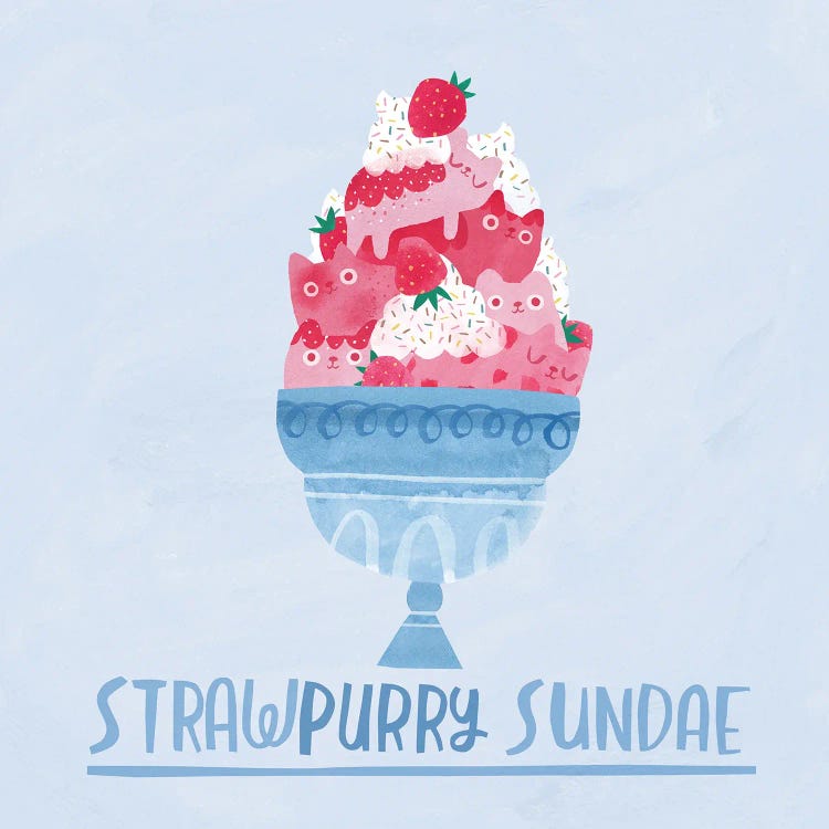 Strawpurry Sundae by Planet Cat wall art