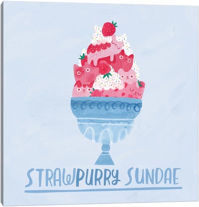 Strawpurry Sundae Canvas Art Print - Planet Cat
