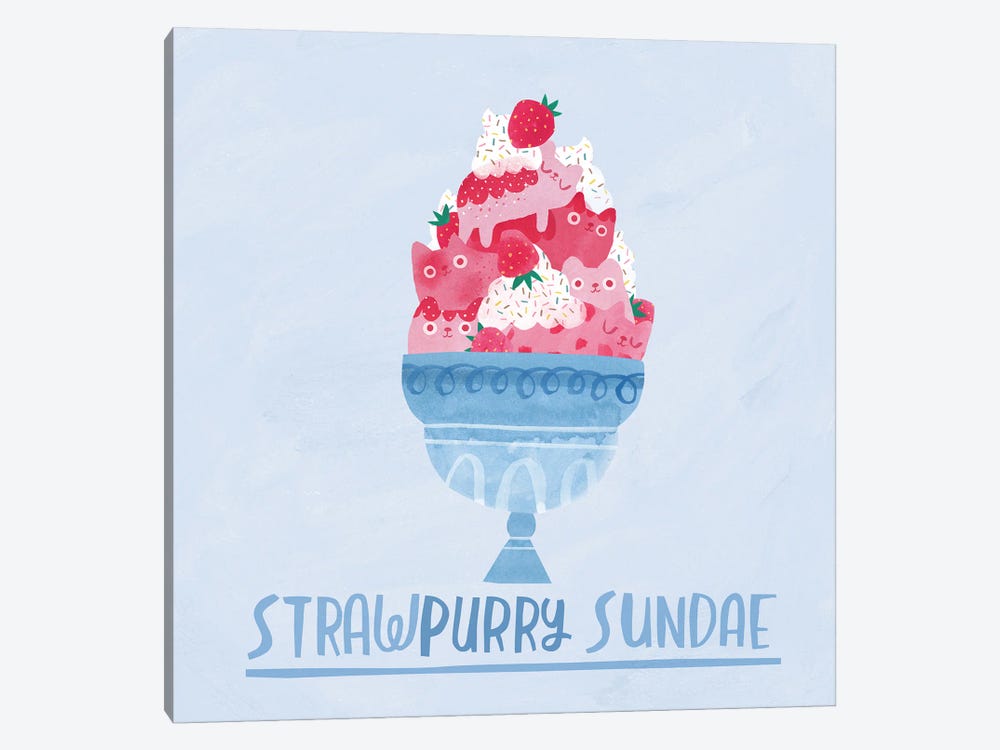 Strawpurry Sundae by Planet Cat 1-piece Canvas Print