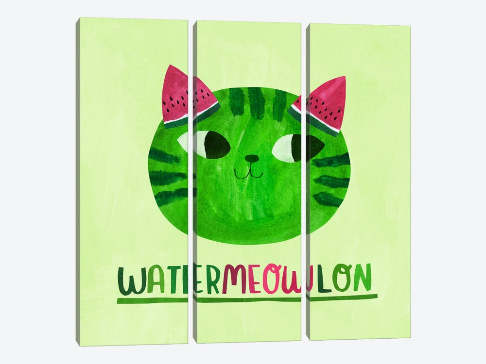 Watermeowlon by Planet Cat 3-piece Art Print