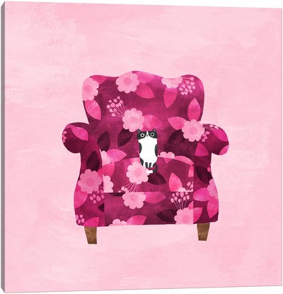 Raspberry Chair Canvas Art Print - Planet Cat