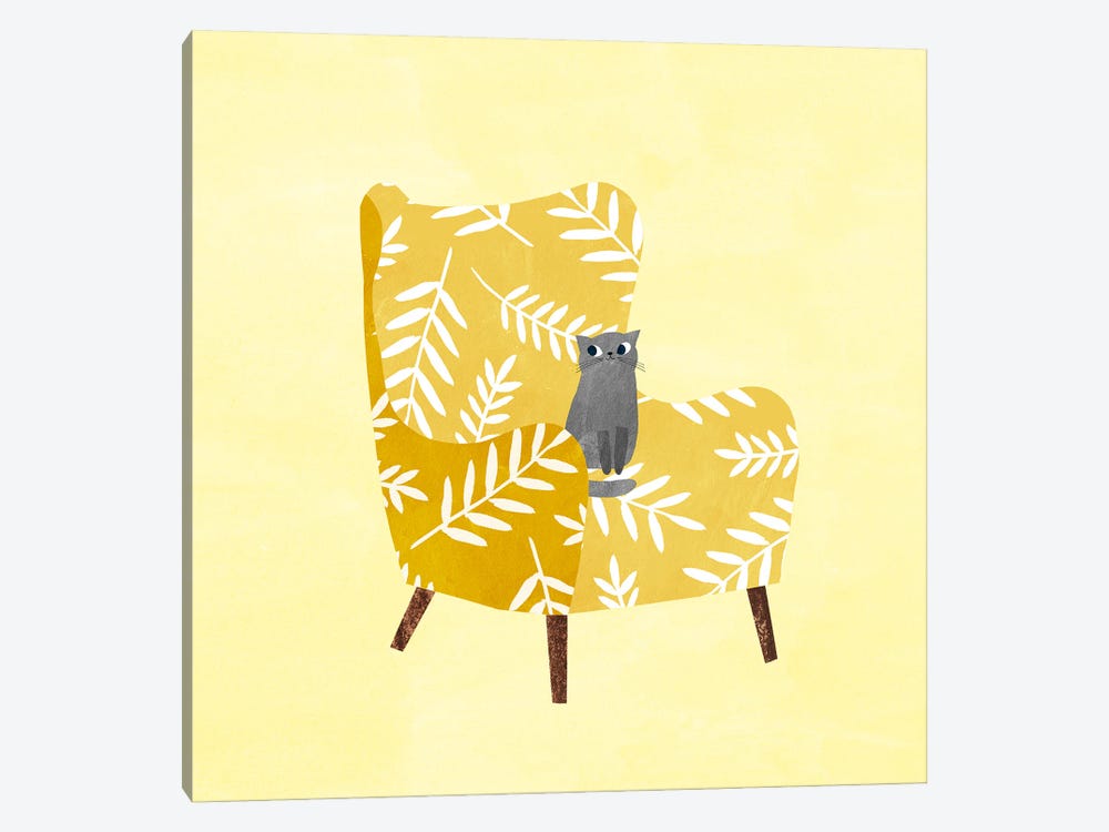 Mustard Chair by Planet Cat 1-piece Canvas Wall Art