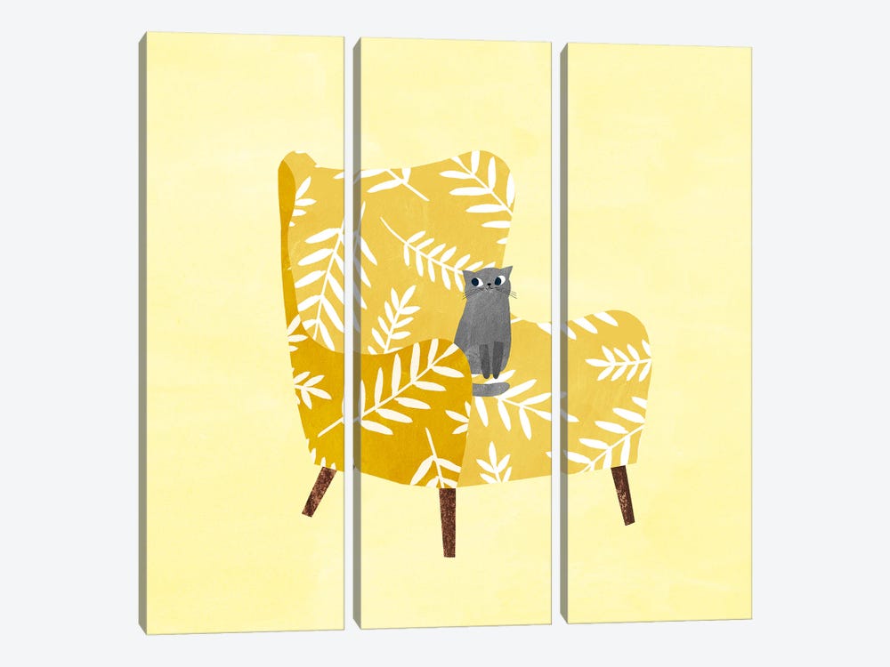 Mustard Chair by Planet Cat 3-piece Canvas Art