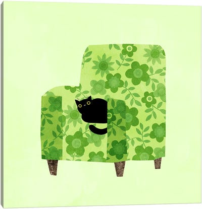 Pear Green Chair Canvas Art Print - Planet Cat