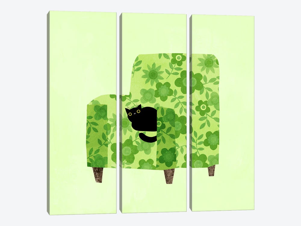 Pear Green Chair by Planet Cat 3-piece Canvas Print