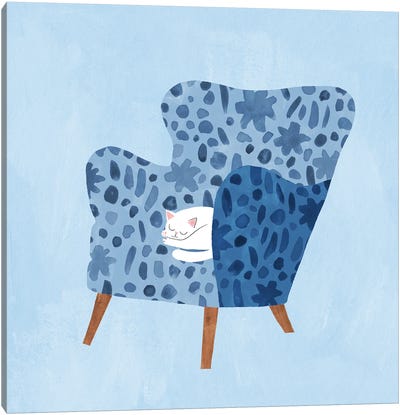 Cornflower Chair Canvas Art Print - Planet Cat