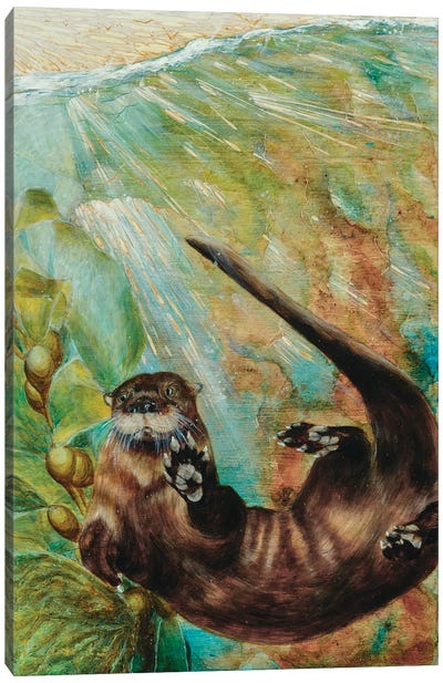 Otter Canvas Art Print - Green Art