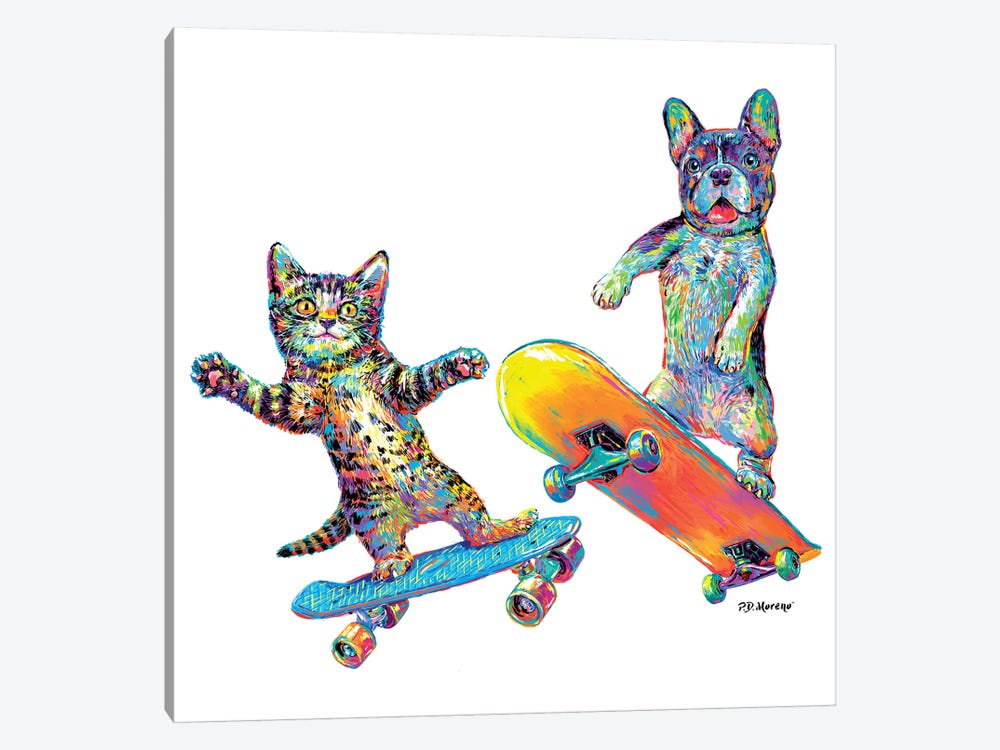 Couple Skateboards by P.D. Moreno 1-piece Canvas Wall Art