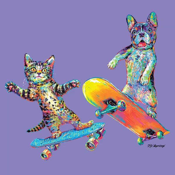 Friendship: Couple Skateboards In Purple by P.D. Moreno