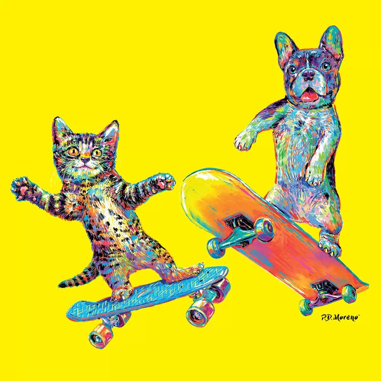 Couple Skateboards In Yellow