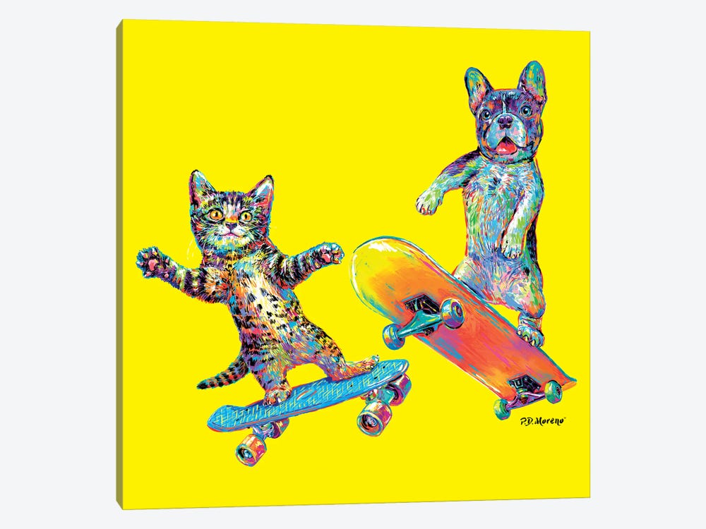 Couple Skateboards In Yellow by P.D. Moreno 1-piece Art Print