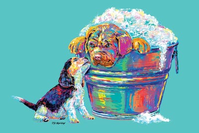 Couple Tub In Aqua by P.D. Moreno multi panel art