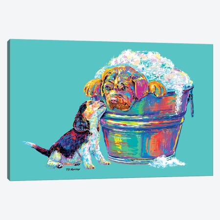 Couple Tub In Aqua Canvas Print #PDM108} by P.D. Moreno Canvas Wall Art