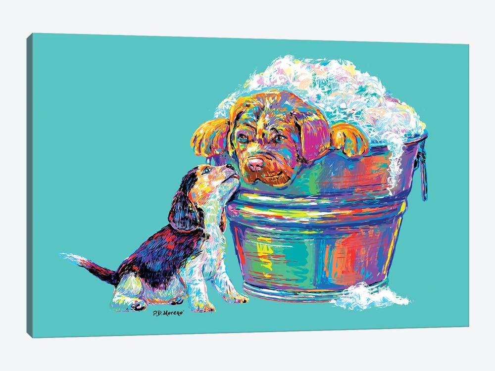 Couple Tub In Aqua by P.D. Moreno 1-piece Art Print