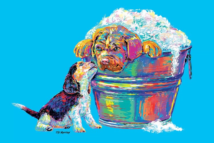 Couple Tub In Blue by P.D. Moreno wall art