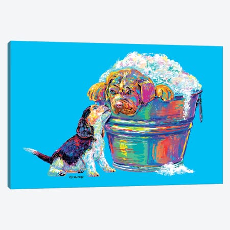 Couple Tub In Blue Canvas Print #PDM109} by P.D. Moreno Canvas Artwork