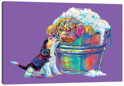 Couple Tub In Purple Canvas Art Print - P.D. Moreno