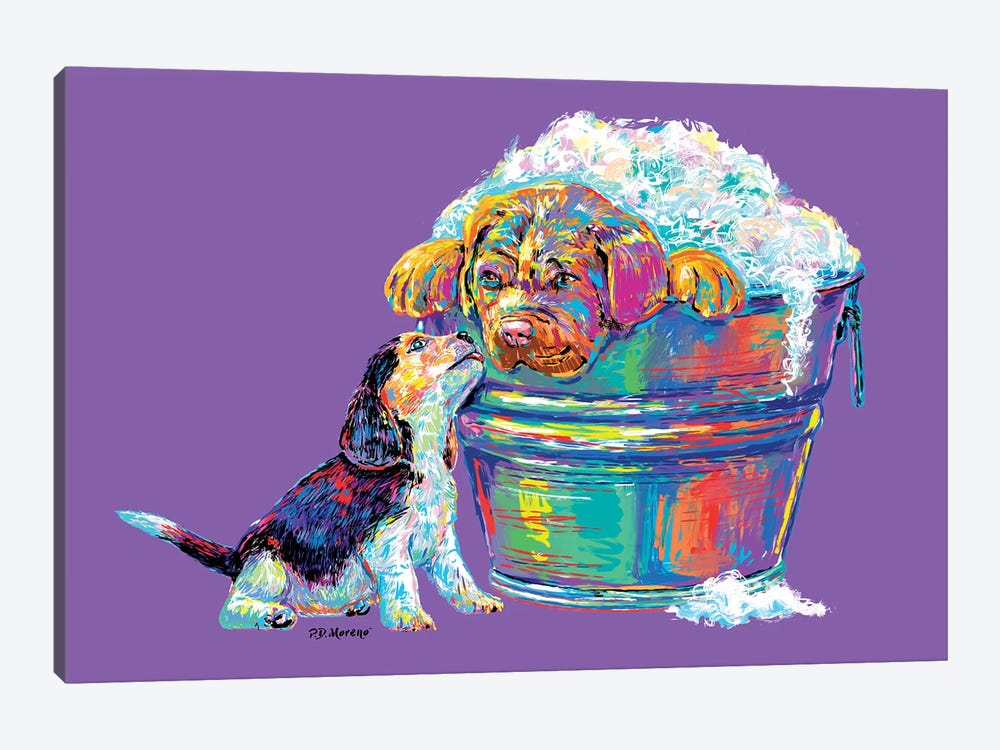 Couple Tub In Purple by P.D. Moreno 1-piece Canvas Art