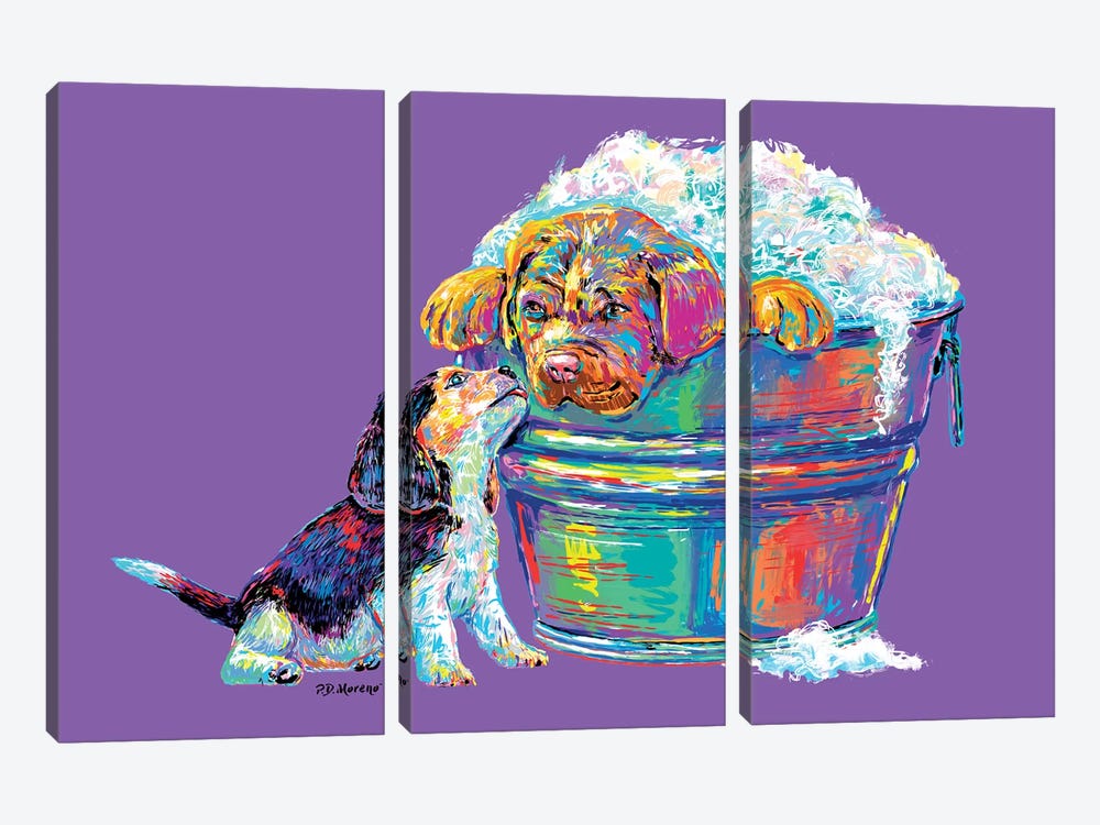 Couple Tub In Purple by P.D. Moreno 3-piece Canvas Art