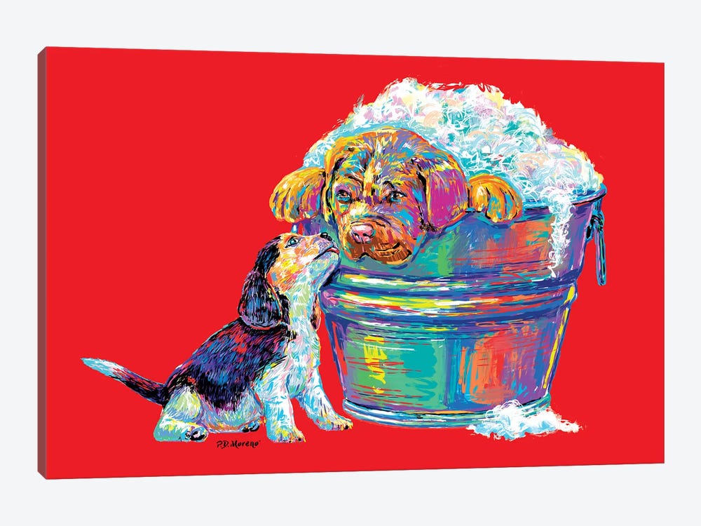 Couple Tub In Red by P.D. Moreno 1-piece Art Print
