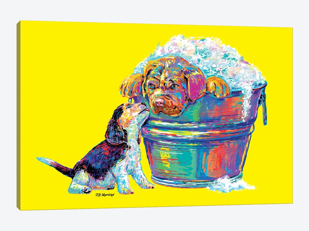 Couple Tub In Yellow by P.D. Moreno 1-piece Canvas Artwork