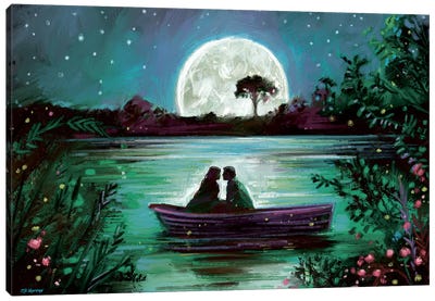 Love In Boat Canvas Art Print - P.D. Moreno