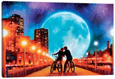 Moon Bycicle Canvas Art Print - P.D. Moreno