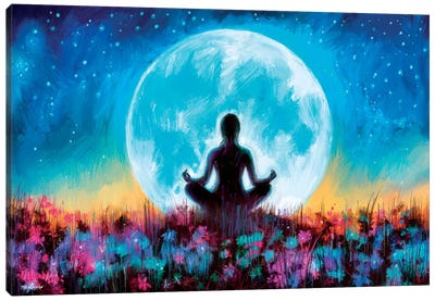 Moon Yoga Canvas Art Print - P.D. Moreno