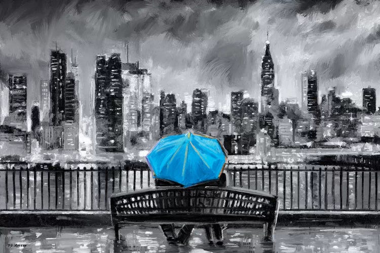 NY In Love In Blue by P.D. Moreno wall art