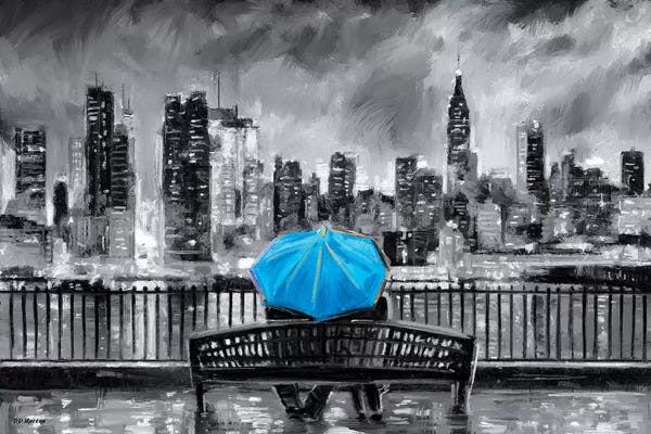 Umbrellas: NY In Love In Blue by P.D. Moreno