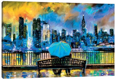 NY In Love In Color Canvas Art Print - Rain Inspired