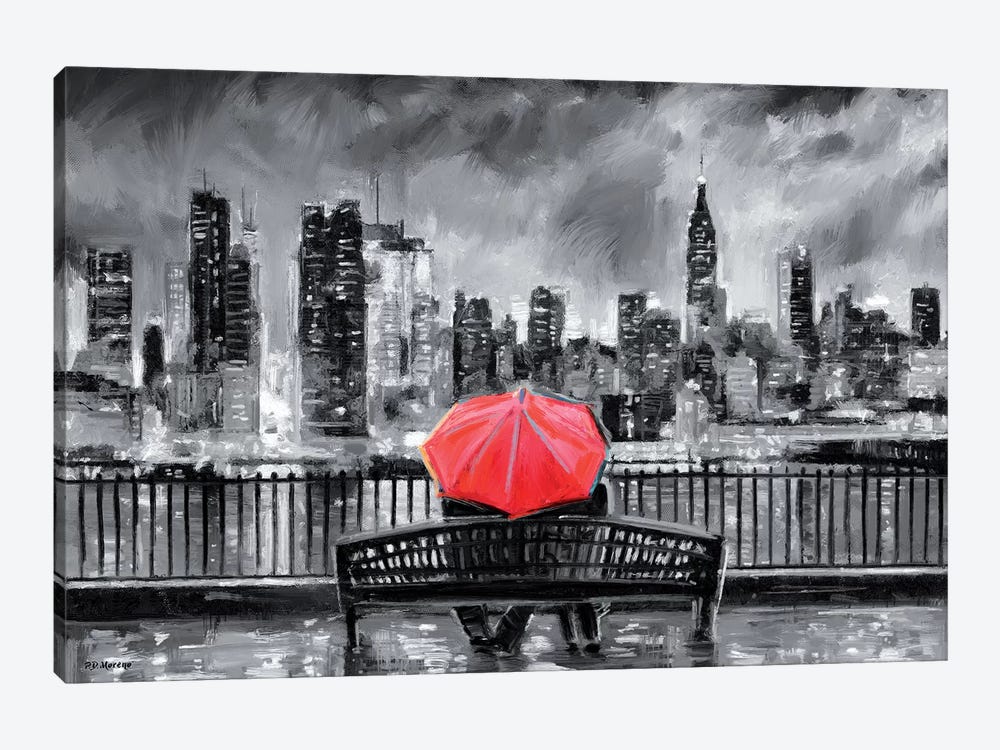 NY In Love In Red by P.D. Moreno 1-piece Canvas Artwork