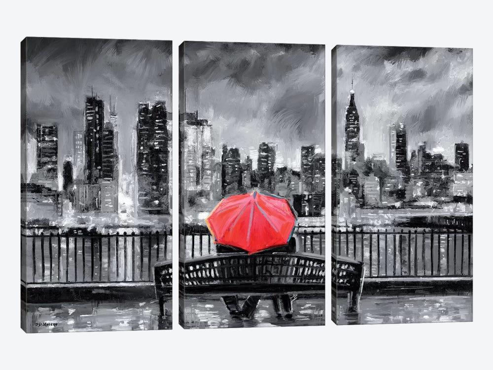 NY In Love In Red by P.D. Moreno 3-piece Canvas Art