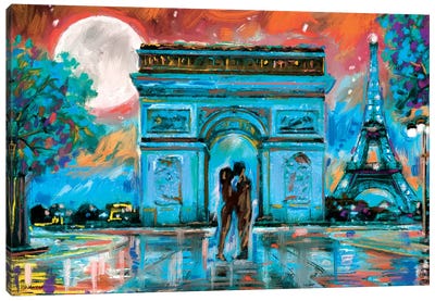 Paris In Love Canvas Art Print - Famous Monuments & Sculptures