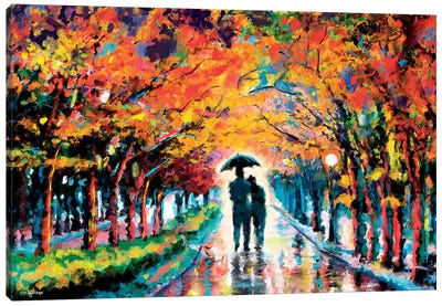Park In Love Canvas Art Print - Umbrella Art