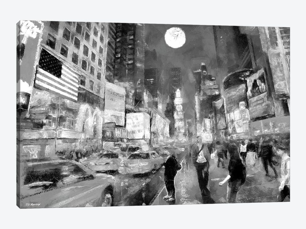 Times Square In Black & White by P.D. Moreno 1-piece Canvas Print