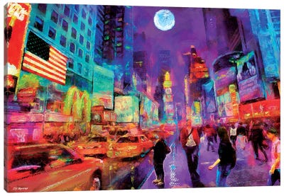 Times Square In Color Canvas Art Print - P.D. Moreno