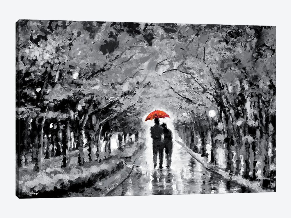 Park In Love Red Umbrella by P.D. Moreno 1-piece Canvas Print