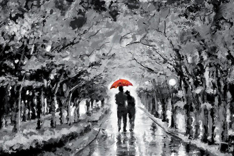 Park In Love Red Umbrella Canvas Wall Art by P.D. Moreno | iCanvas