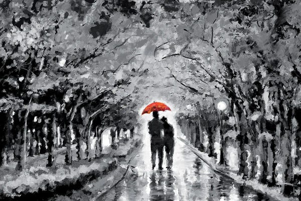 Illustrations: Park In Love Red Umbrella by P.D. Moreno
