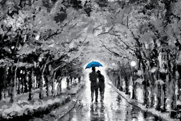 Umbrellas: Park In Love Blue Umbrella by P.D. Moreno