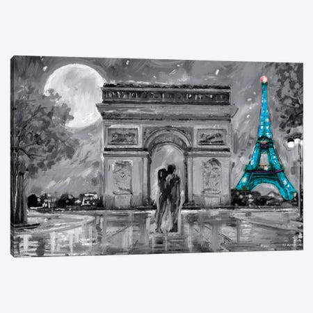 Paris In Love Blue Eiffel Tower Canvas Print #PDM133} by P.D. Moreno Canvas Art Print