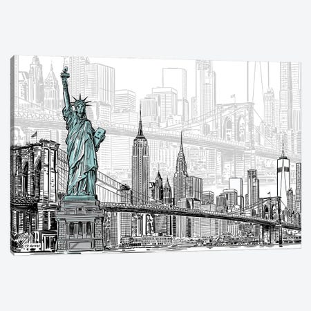 New York Sketches Canvas Print #PDM134} by P.D. Moreno Canvas Artwork