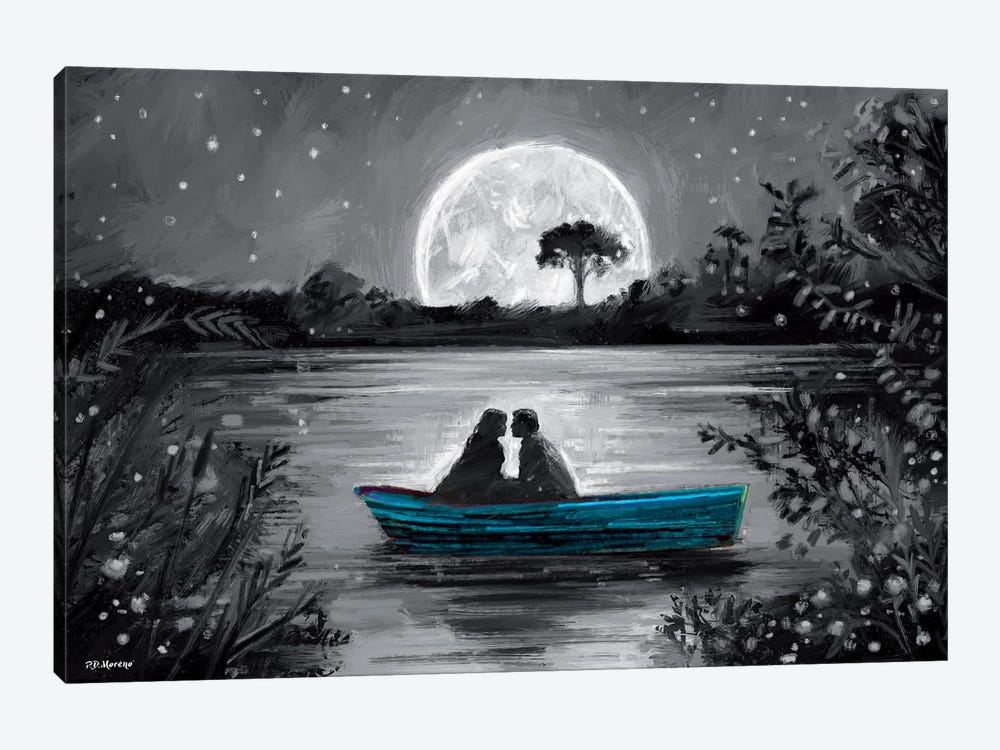 Love In Boat Blue by P.D. Moreno 1-piece Canvas Artwork