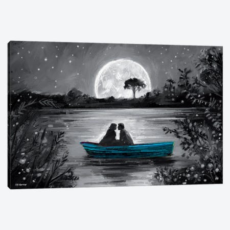 Love In Boat Blue Canvas Print #PDM141} by P.D. Moreno Canvas Wall Art