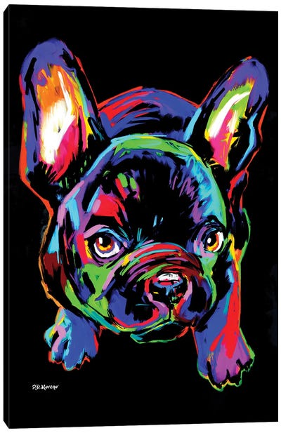 Neon Pug Canvas Art Print - French Bulldog Art